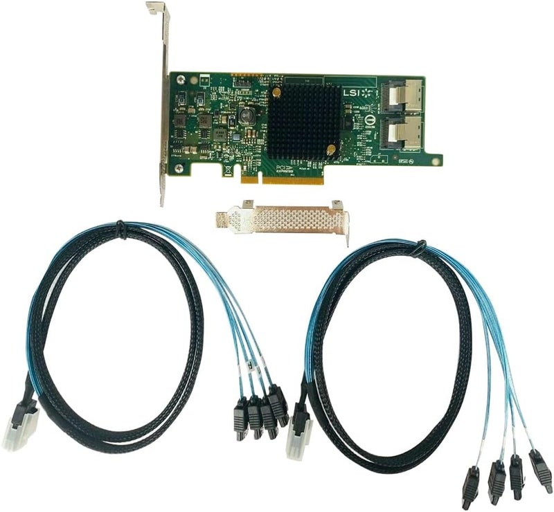 LAMPAN بطاقة SAS HBA متوافقة مع LSI 9207-8i وضع IT بطاقة توسيع PCIe SATA، 8 منافذ 6Gbps PCIe 3.0، دعم موسع SAS، وحدة تحكم HBA مع 2× كابلات SFF-8087 إلى 4× SATA لـ ZFS TrueNAS unRAID Proxmox - Image 5